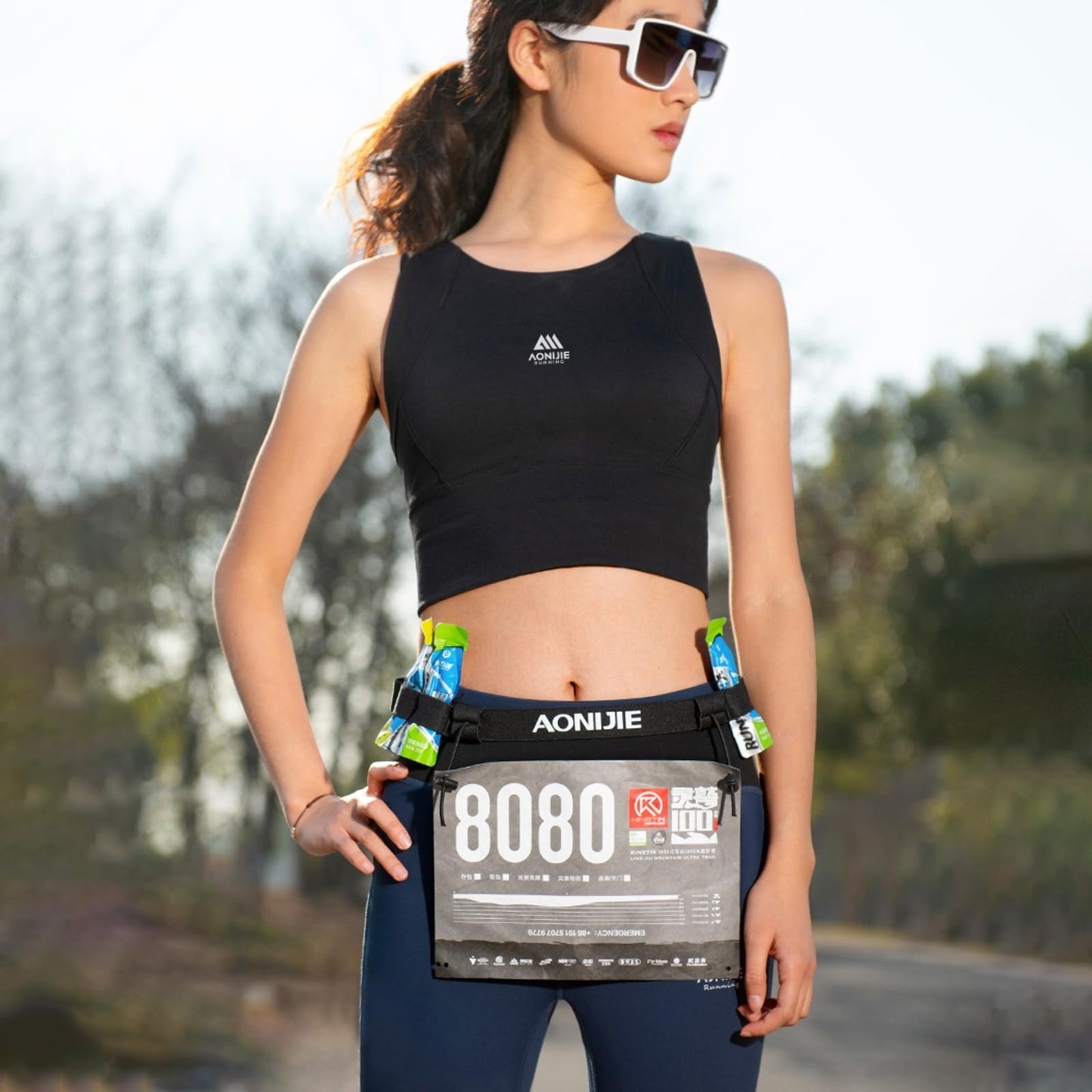TRIWONDER Running Bib Holder Race Belt Runner Bib Strap Race Number Belt for Triathlon, Marathon, Running, Cycling (Black)