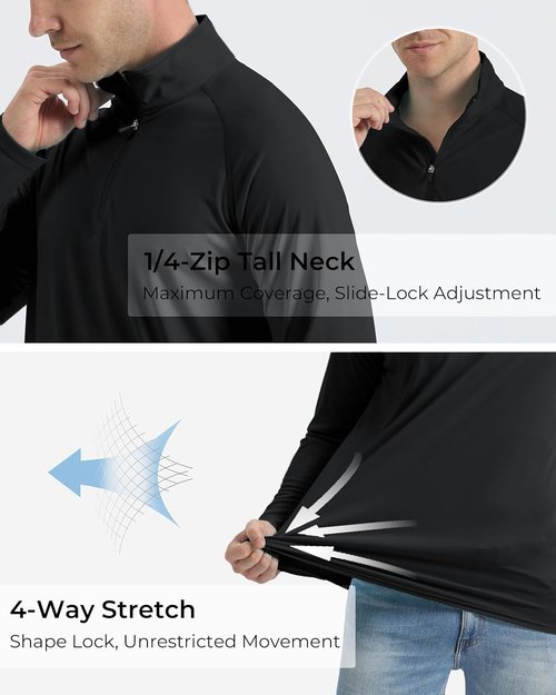 Boladeci Men's Sun Shirts - UPF 50+ UV Protection | Lightweight Quick-Dry 1/4 Zip Golf Shirt