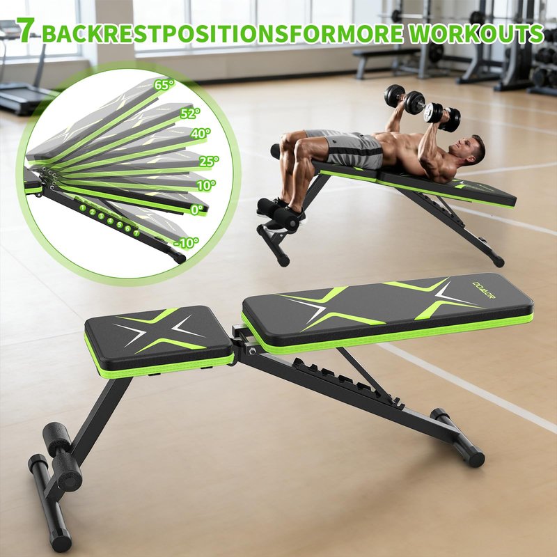 DOMOR Adjustable Weight Bench, 7 Backrests Basic Workout Bench for Home Gym, Fast Folding, Stable Weight Bench for Men Women, Chest Shoulders Arms Muscles, Incline Bench Press for Full Body