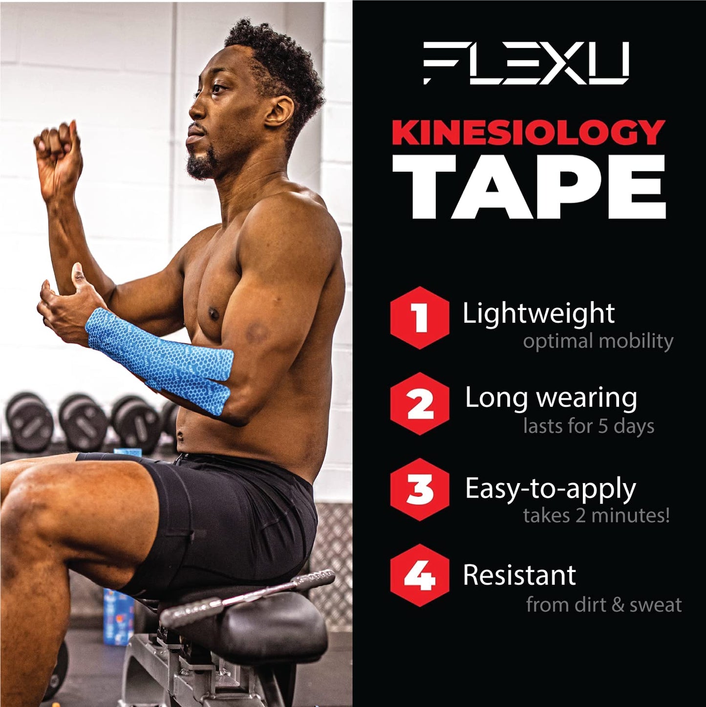 FlexU Kinesiology Tape Bulk Pack pre-Cut Black