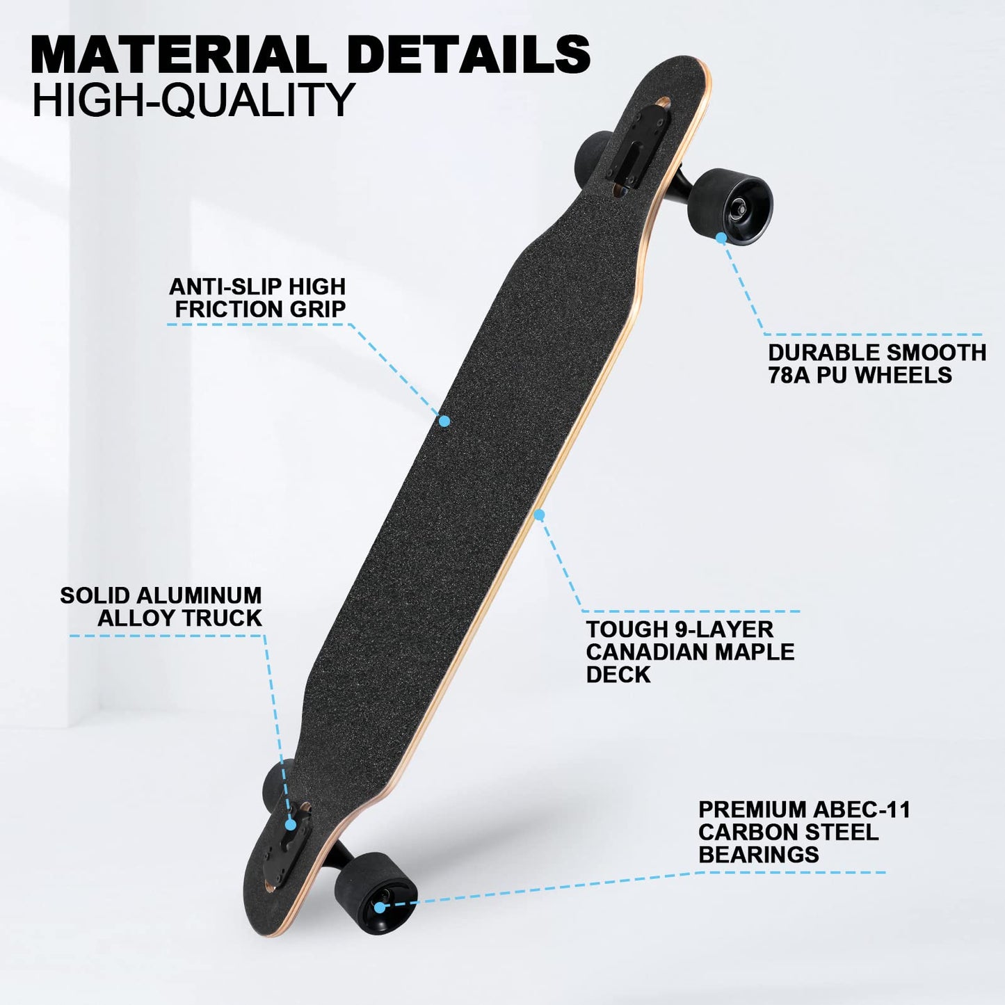TLHB Longboard Skateboard, 41 Inch Drop Through Longboard Complete 9-Ply Nature Maple Premium Cruiser Long Board for Adults, Teens and Kids - High-Speed Bearings & T-Tool-Spaceman