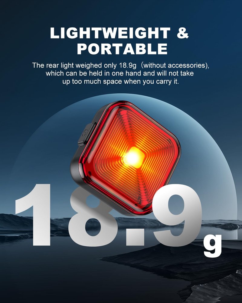 ONVIAN Bike Tail Light for Rear Bike Rack Mounting, USB Rechargeable LED Bicycle Rear Cycling Safety Flashlight, Waterproof Bicycle Tail Light with 5 Light Mode Options for Road Mountain
