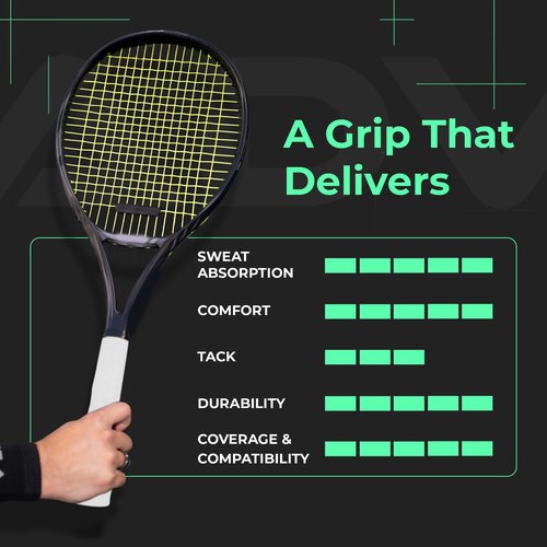 ADV Dry Tennis Overgrip Tape - 3, 12, 30, 60 Pack - FeltTac Tennis Racket Grip Tape - Ultra Absorbent Tennis Grip Tape - Comfort Tennis Racket Grips - Tennis Grips Overgrip (6-Pack White)