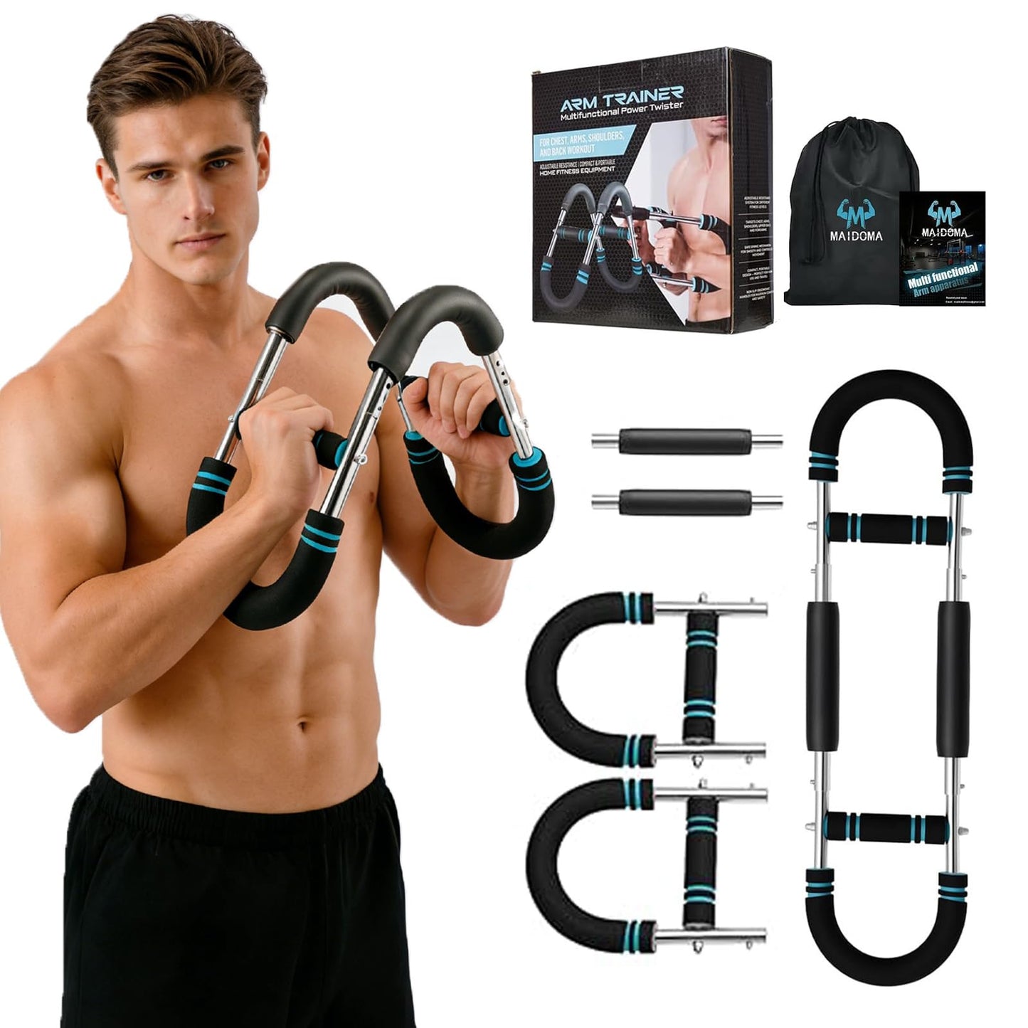 Arm Twister Trainer, 20-60lb Adjustable Chest Exerciser & Arm Trainer, Portable Chest Trainer for Men & Women, Home Gym Body Strength Workout Equipment