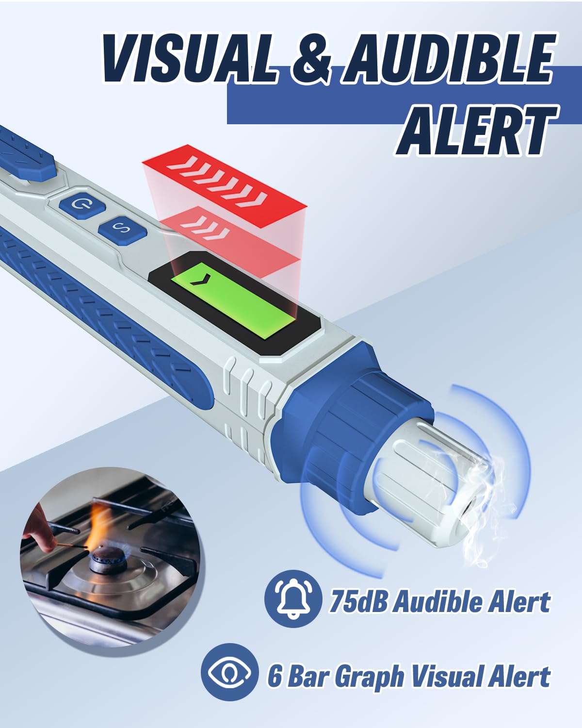 APOWER Natural Gas Leak Detector with Audible & Visual Alarm, Portable Propane Sniffer to Locate Combustible Sources Like Methane Propane Home Travel