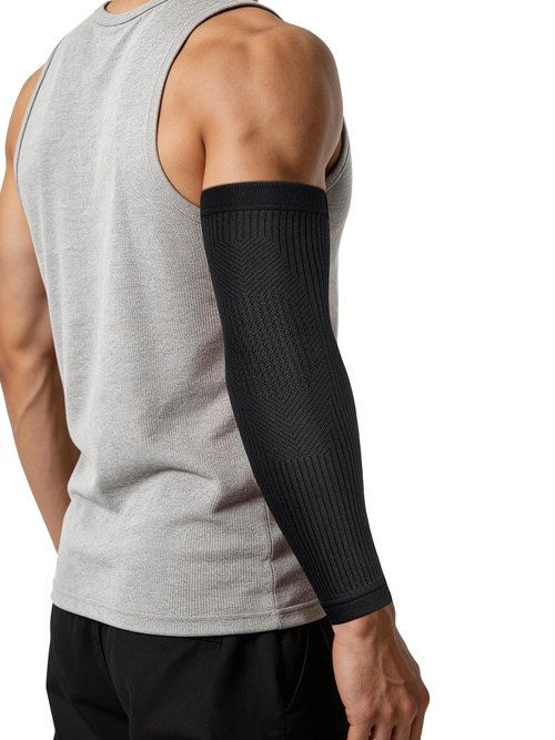 Vlela Elbow Compression Sleeve - Soft Tennis & Golfers Elbow Brace for All Day Comfort, Full Arm Coverage for Complete Support, Large