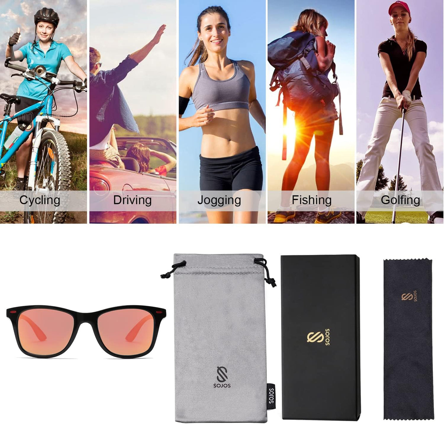 SOJOS Polarized Sports Sunglasses - Lightweight TR90 Design for Running, Cycling, Fishing, Golf | SJ2101