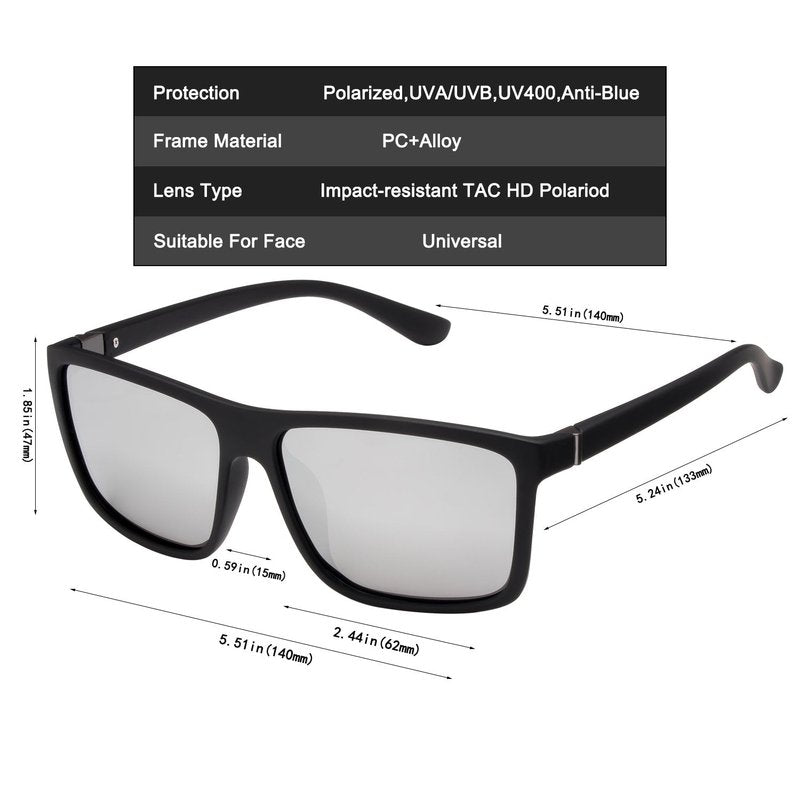 NIEEPA Square Polarized Sunglasses For Men Women Spring Hinge Design Lens For Driving Cycling Running Wayfarer Outdoor Shades