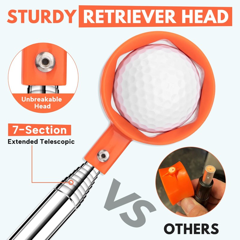 montela golf Ball Retriever Telescopic 9/12FT Golf Ball Water Retrievers Aluminum Alloy Golf Ball Grabber Golf Ball Retriever for Water Golf Accessories Golf Gift for Men (12FT-1)