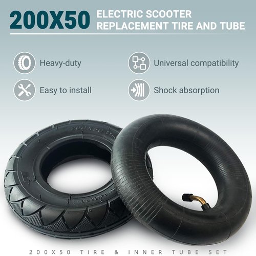 AR-PRO 200X50 / 8" X 2" | 2 Tire & 2 Inner Tube Set - Electric Scooter Tire Tube Compatible with Razor E100, E150, E200, Power Core E100, Dune Buggy, ePunk, Crazy Cart, PowerRider 360, eSpark