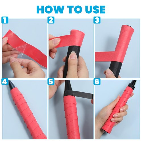 LIQWEI 8 Pcs Tennis Racket Grip Tape, Tacky Non-Slip Badminton Rackets Grip Tape, Sweat-Absorbing Cushion Wrap Head Grips Racket Cover for Tennis, Golf, Baseball, Bat, Universal Grips Tapes