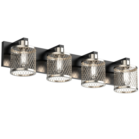 PHIXART Bathroom Light Fixtures Brushed Nickel Vanity Lights 28 inch 4 Lights Farmhouse Bathroom Vanity Light Vintage Design Wall Sconces Lighting for Mirror Attic Corridor Cellar Wall Lamps