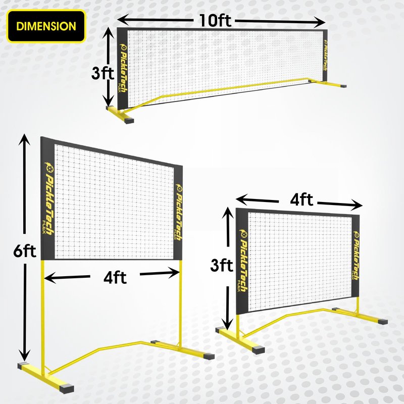 PICKLETECH Flex Version 4ft Pickleball Practice Rebounder Net, Expandable to 10ft for Double Player Practice, Fully Adjustable Regulation Height, Portable with Carry Bag, Quick Setup for Outdoor Use
