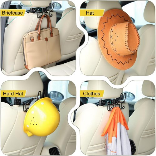 Enhon Hard Hat Holder - Versatile Organizer with 3 Hooks for Safety Gear | Black, 1 Piece