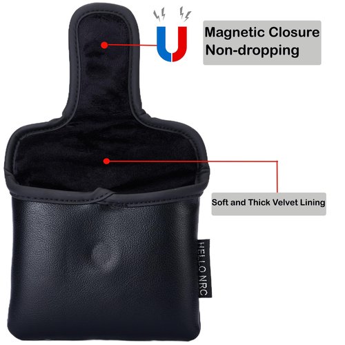Gbourly Golf Club Skull Square Mallet Putter Cover Magnetic Closure Skeleton PU Leather Headcover,Black