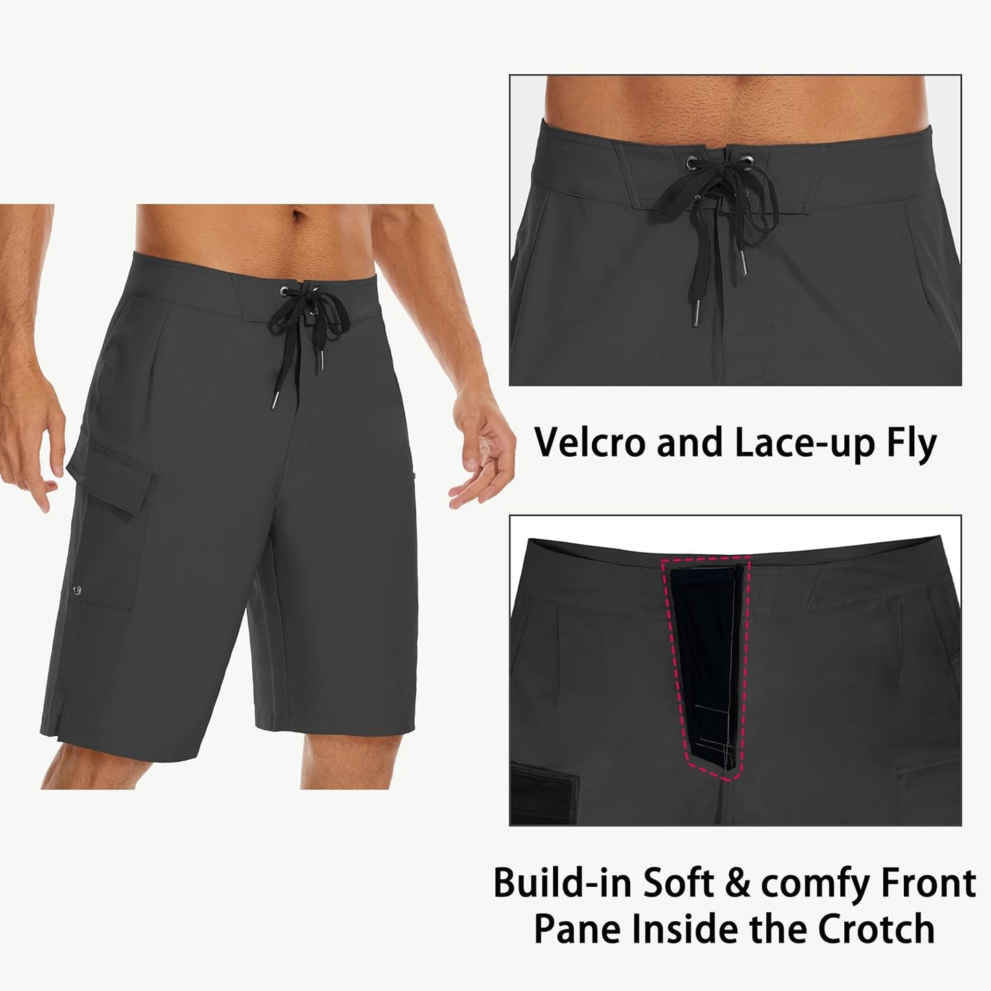 MIVEI 22" Men's Board Shorts - UPF50+ Swim Trunks with Zipper Pocket for Surfing & Beach Fun