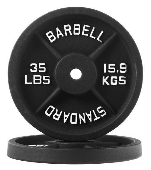Fitvids Cast Iron Plate Weight Plate for Strength Training and Weightlifting, 1-Inch Center (Standard), 35LB (Set of 2)