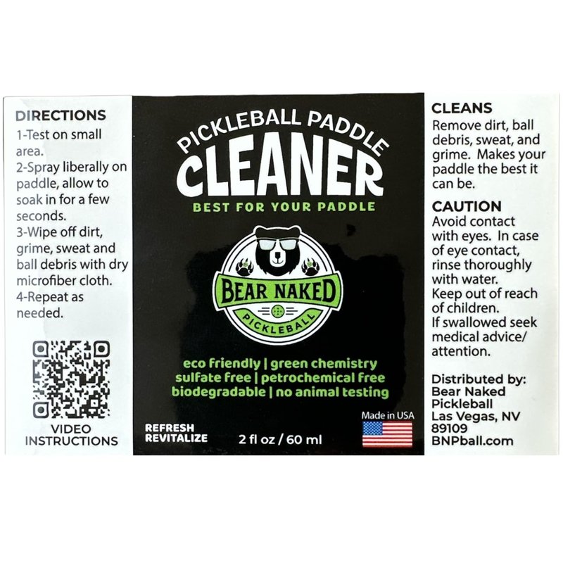 Pickleball Paddle Cleaner Spray Kit - Made in USA Formula - Maintains Paddle Surface - Optimal for Carbon Fiber, Graphite & Kevlar - Two 2oz Bottles with Microfiber Towel