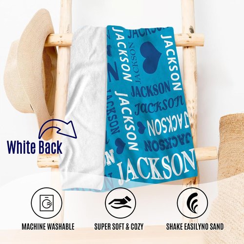 Jecivila Personalized Beach Towels for Kids - Quick Dry Microfiber, Custom Name, Large Size for Pool & Travel