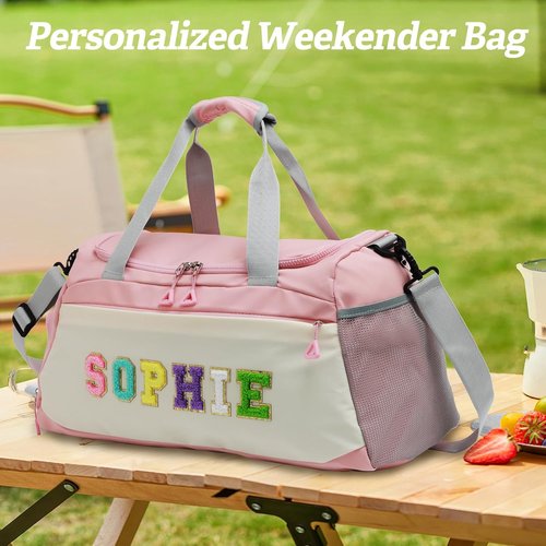 Chenille Personalized Girls Dance Bag - Custom Name with Shoes Compartment | Large Capacity Gym Duffle for Ballet & Travel