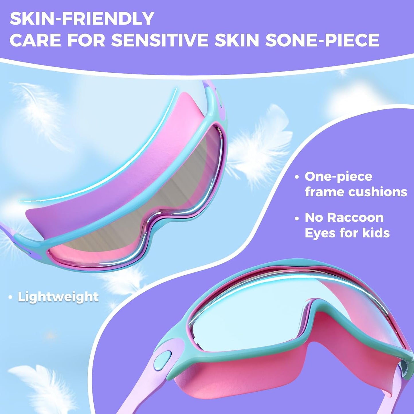 Skiennix Swimming Goggles - Anti-Fog UV Protection with Earplugs | 3 Pack for Kids Ages 4-12