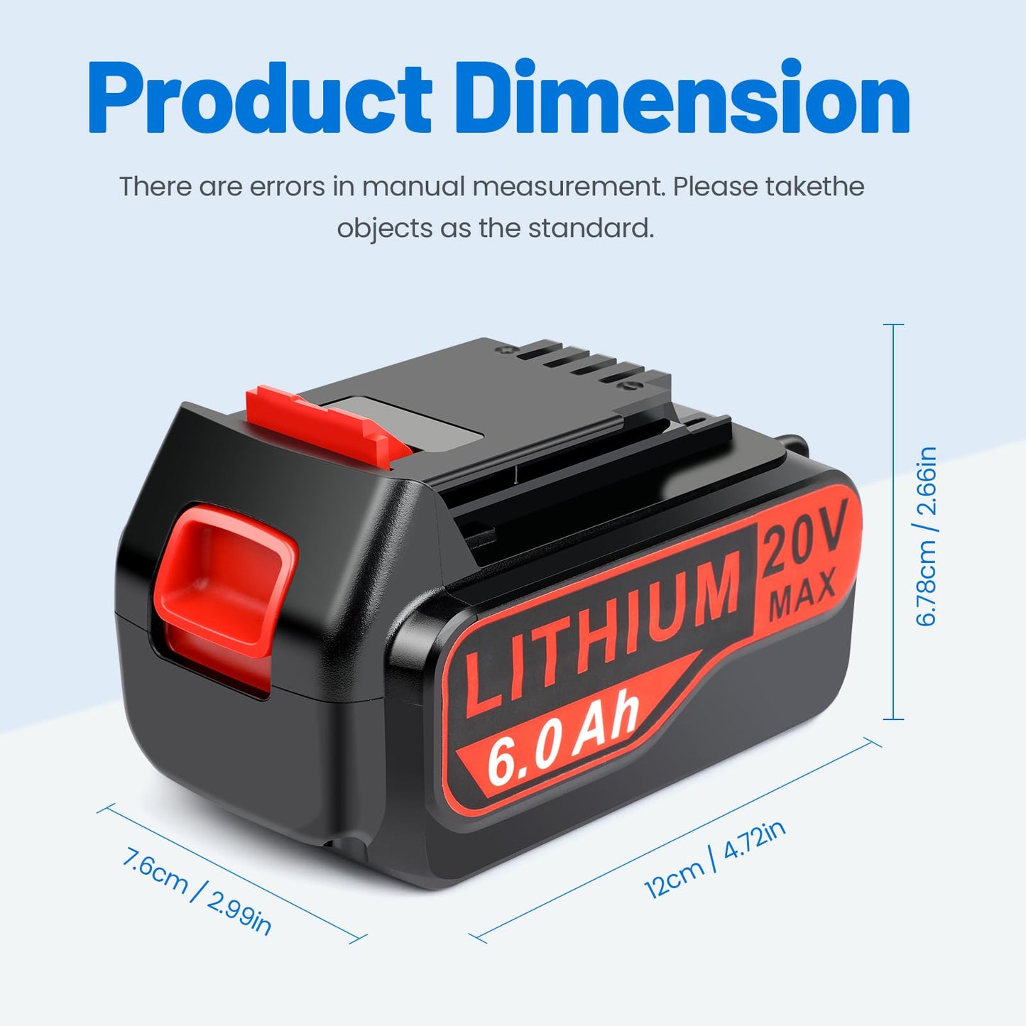 PASUKTER 4-Pack High-Output 6Ah 20V Battery Replacement for Black+Decker 20V Battery Tools LB20 LBX20 LBXR20 LBXR20B LBXR2020 LBX4020 LB2X4020 LST220 Battery