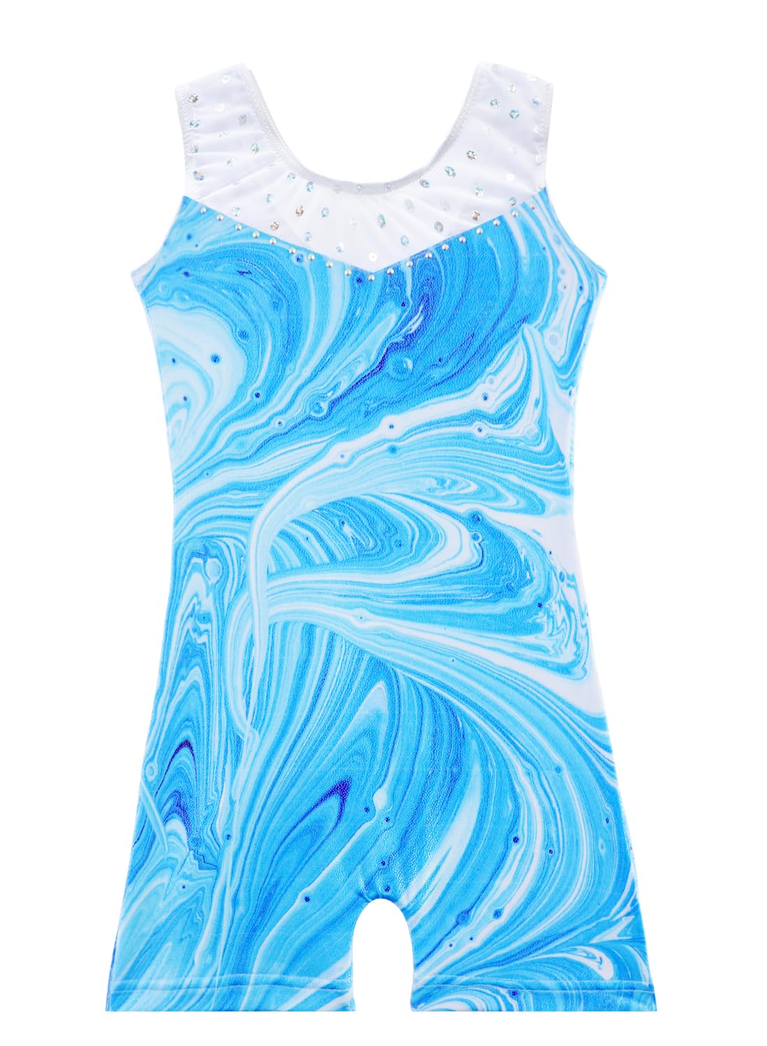 Belovance Toddler Leotards for Girls Gymnastcis Dance Outfit 4t 5t Kid Sleeveless Sparkle Blue Marble Biketard (Blue Marble, 4-5 Years)
