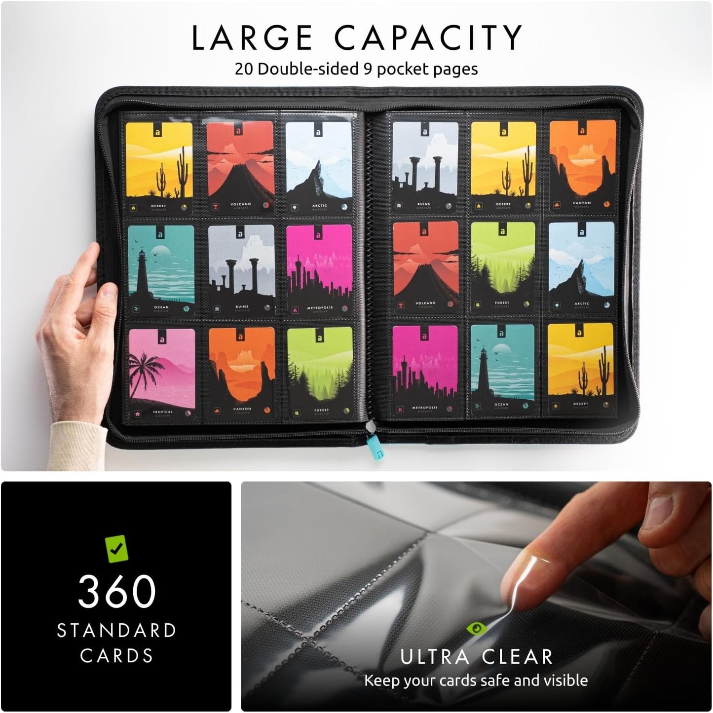Vault X 9 Pocket Trading Card Zip Binder - Premium Exo-Tec Material, Holds 360 Cards | Teal Color