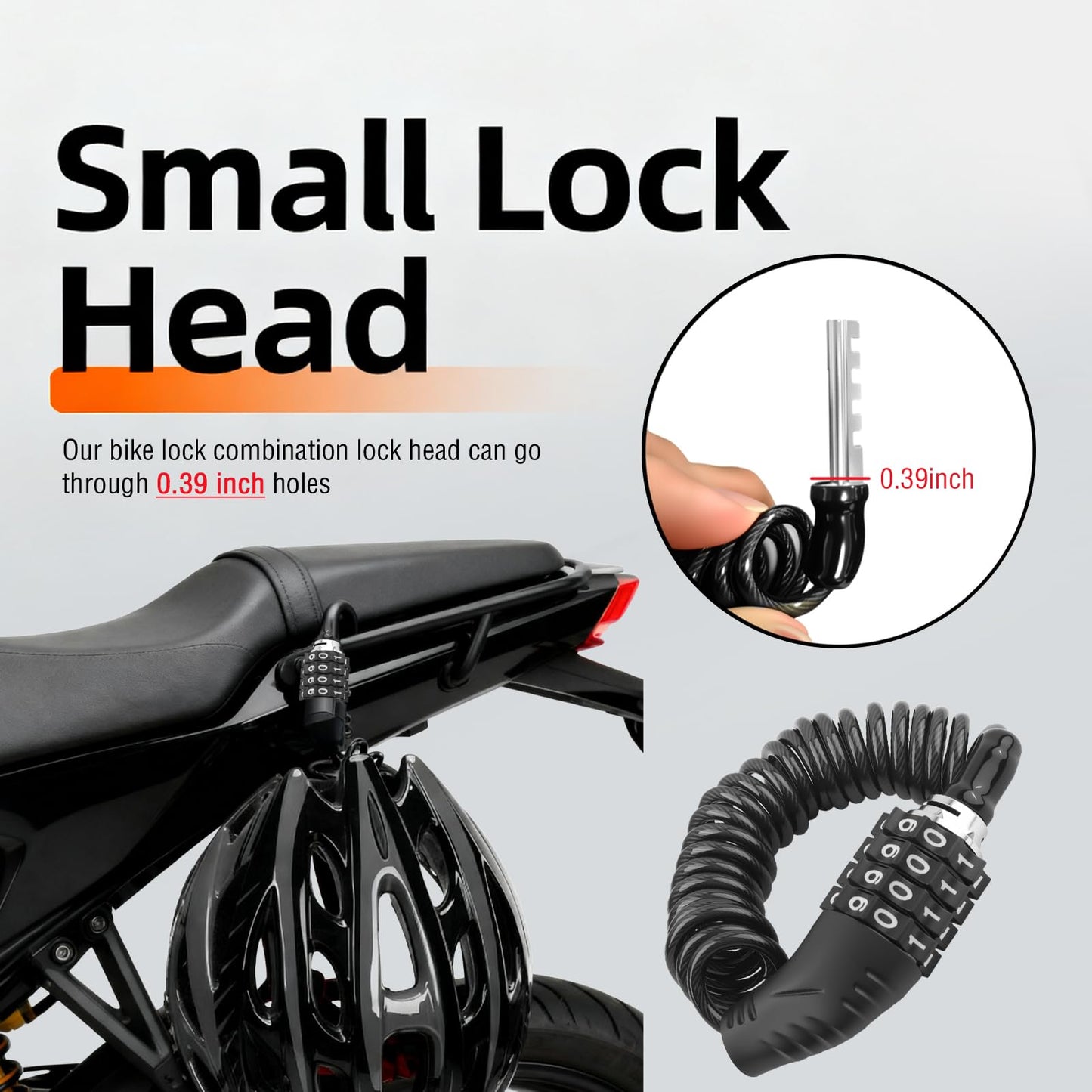 Motorcycle Helmet Lock with Retractable Cable & 4-Digit Combination,Anti Theft Bike Locks for Helmets Fit Through Small Holes,Lightweight Helmet Lock Motorcycle Accessories