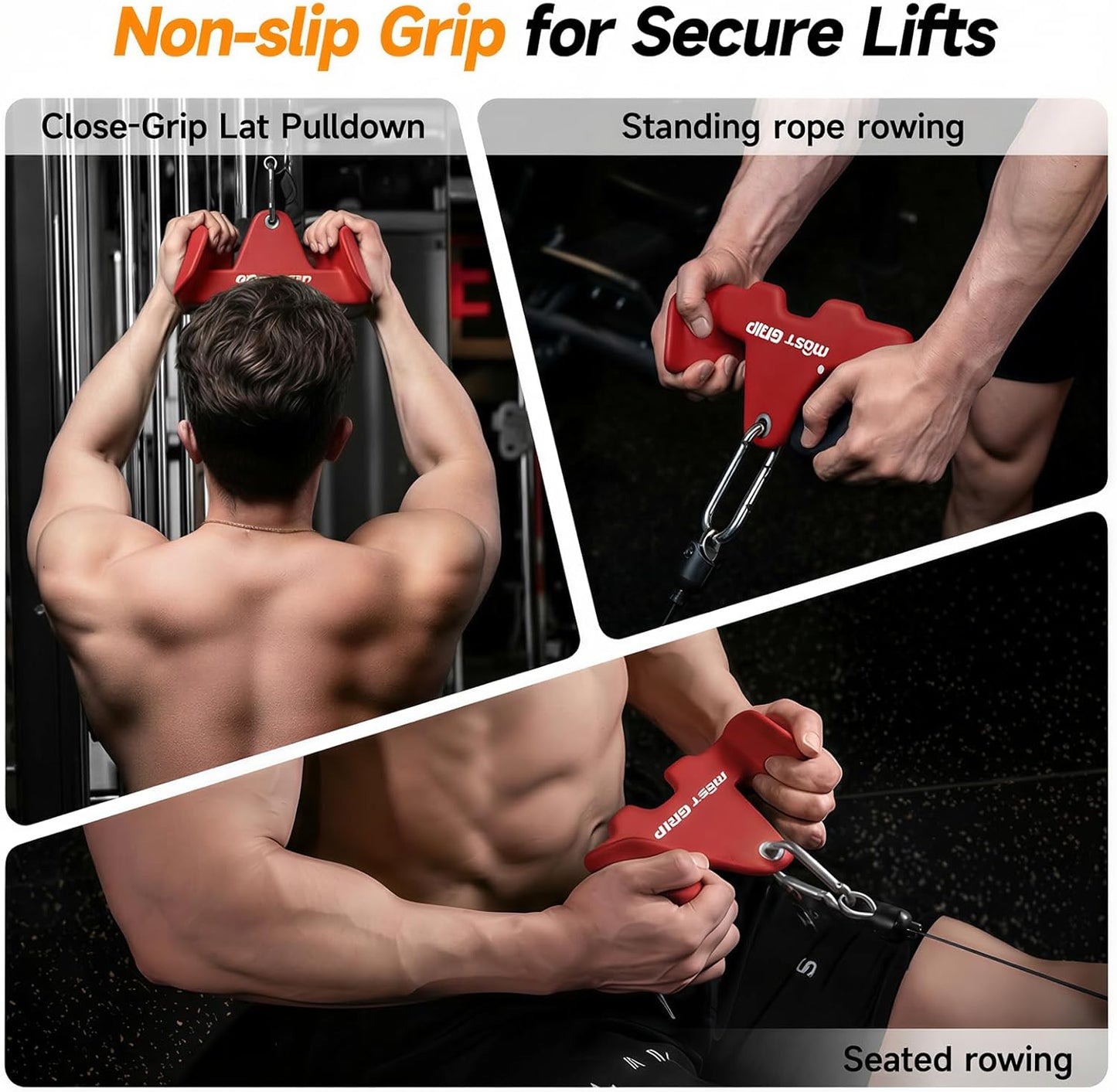 Skiennix Multi-Functional Cable Machine Attachment Set - Ergonomic LAT Pulldown for Total Back Training | Includes Tricep Rope & 2 LAT Bars