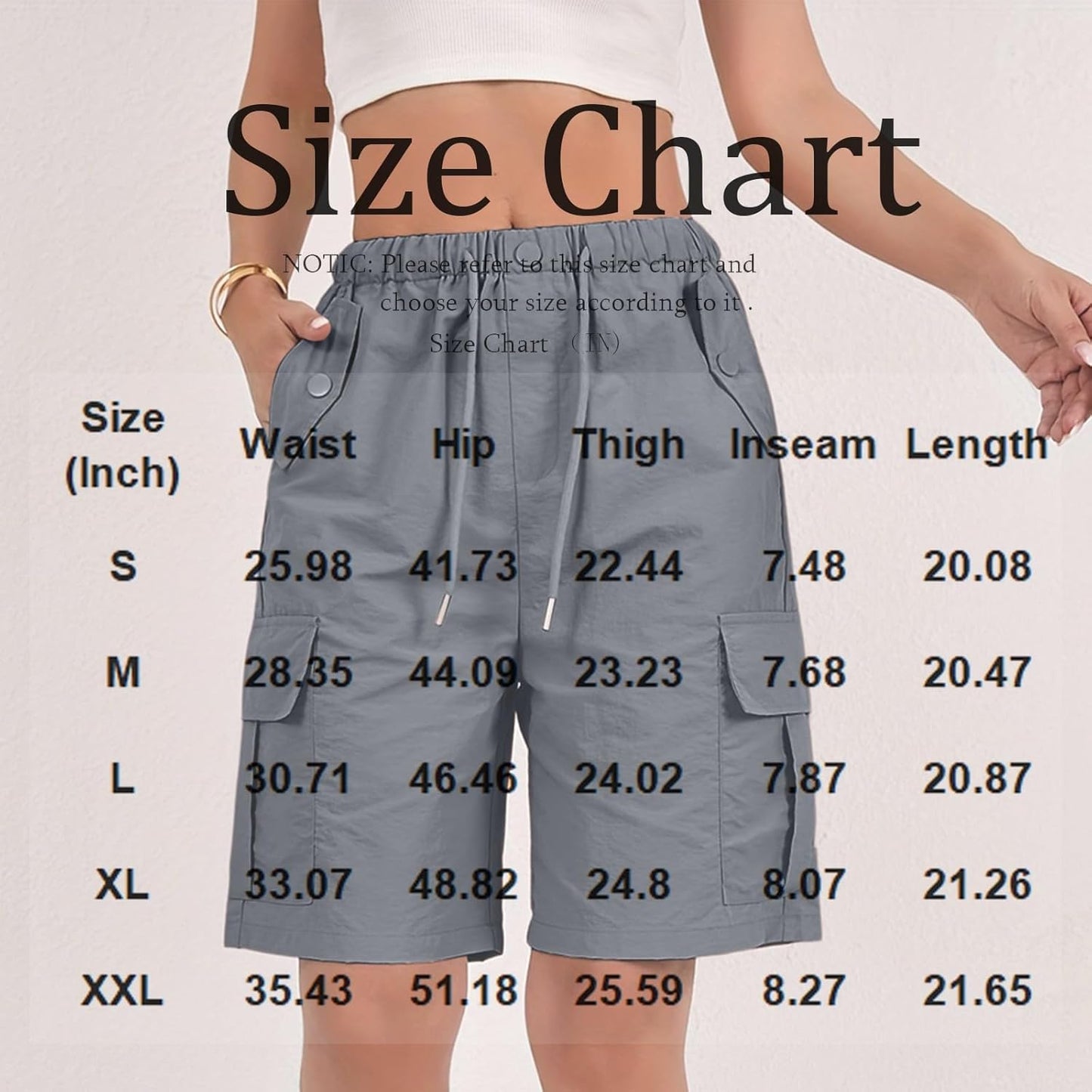 Skiennix Bermuda Shorts for Women - Quick Dry Cargo Shorts with Pockets | Knee Length Hiking Shorts