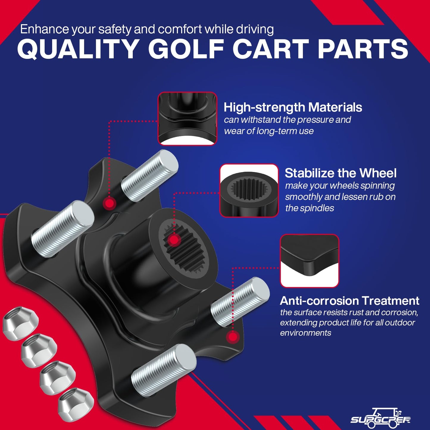 SUPGCPER EZGO Rear Wheel Hub Flange Plate, Golf Cart Rear Wheel Hub Flange Plate for EZGO RXV 2008-UP, 2 PCS EZGO Rear Axle Hub Assembly, OEM Number# 604112