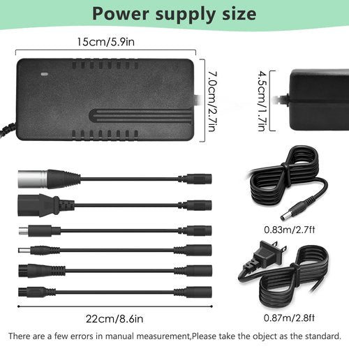 Universal 7-in-1 Replacement Charger - 54.6V 2A Fast Charger for 48V 13S Lithium Battery for Jetson, Gotrax, Razor, Ninebot, Segway, Swagtron, Hiboy ect