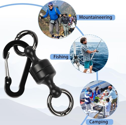 IKELI Quick Release Keychain,Strong Magnetic Buckle,Attachable keychain for Indoor Outdoor Hanging Car Keys Fishing,Black 3 PCS