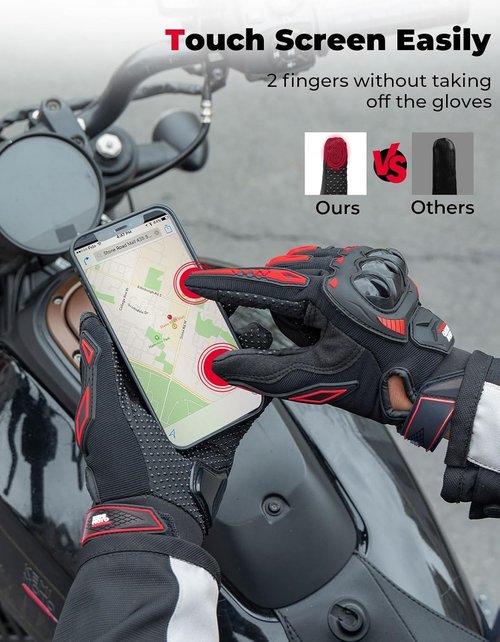 KEMIMOTO Touchscreen Motorcycle Gloves - Anti-Slip Dirt Bike Gloves for Men & Women | Perfect for Riding, Racing & Cycling