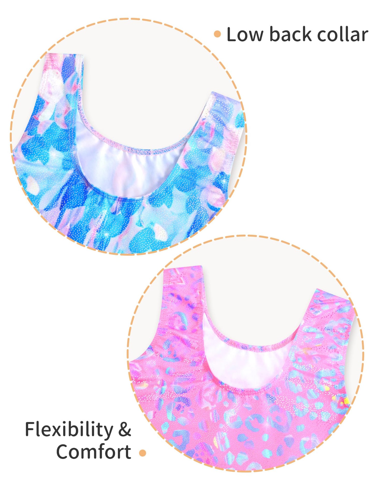 Nokecina Girls Gymnastics Leotards Size 8-9 Years Old 2 Pack Sleeveless Pink Blue Biketards Adorable Bodysuits