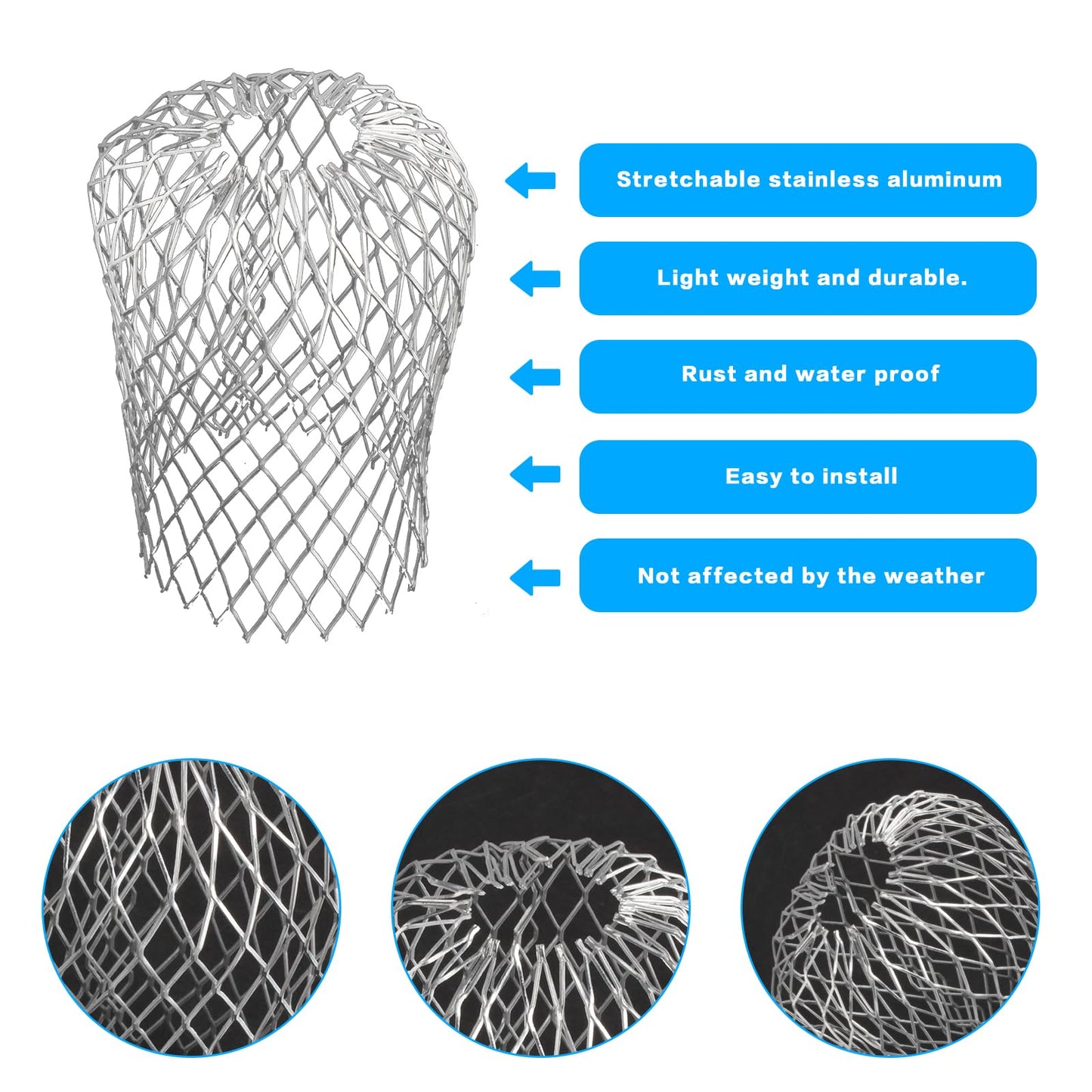 Heavy-Duty Aluminum Gutter Guards (3.5 Inch) - Expandable Downspout Leaf Filter Strainer with Debris Blockage Prevention Screen (8 pcs Sliver)