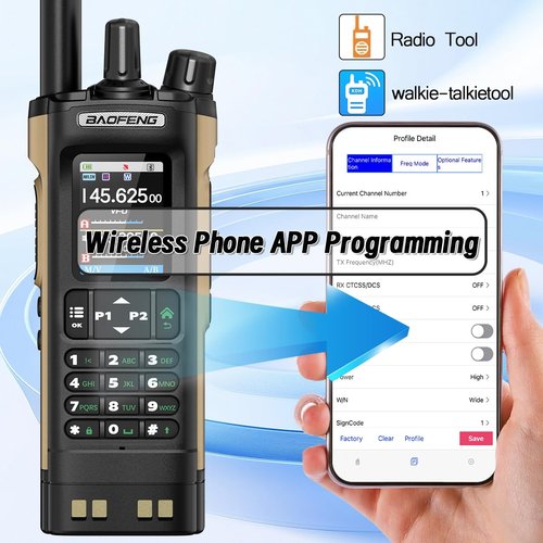 BAOFENG Radio UV32 Ham Radio Handheld 10W Rechargeable Walkie Talkies Long Range UV-32 5RM Two Way Radio NOAA Weather Radio with GPS,APP Programming Copy Frequency 2500mAh Battery USB-C Charging