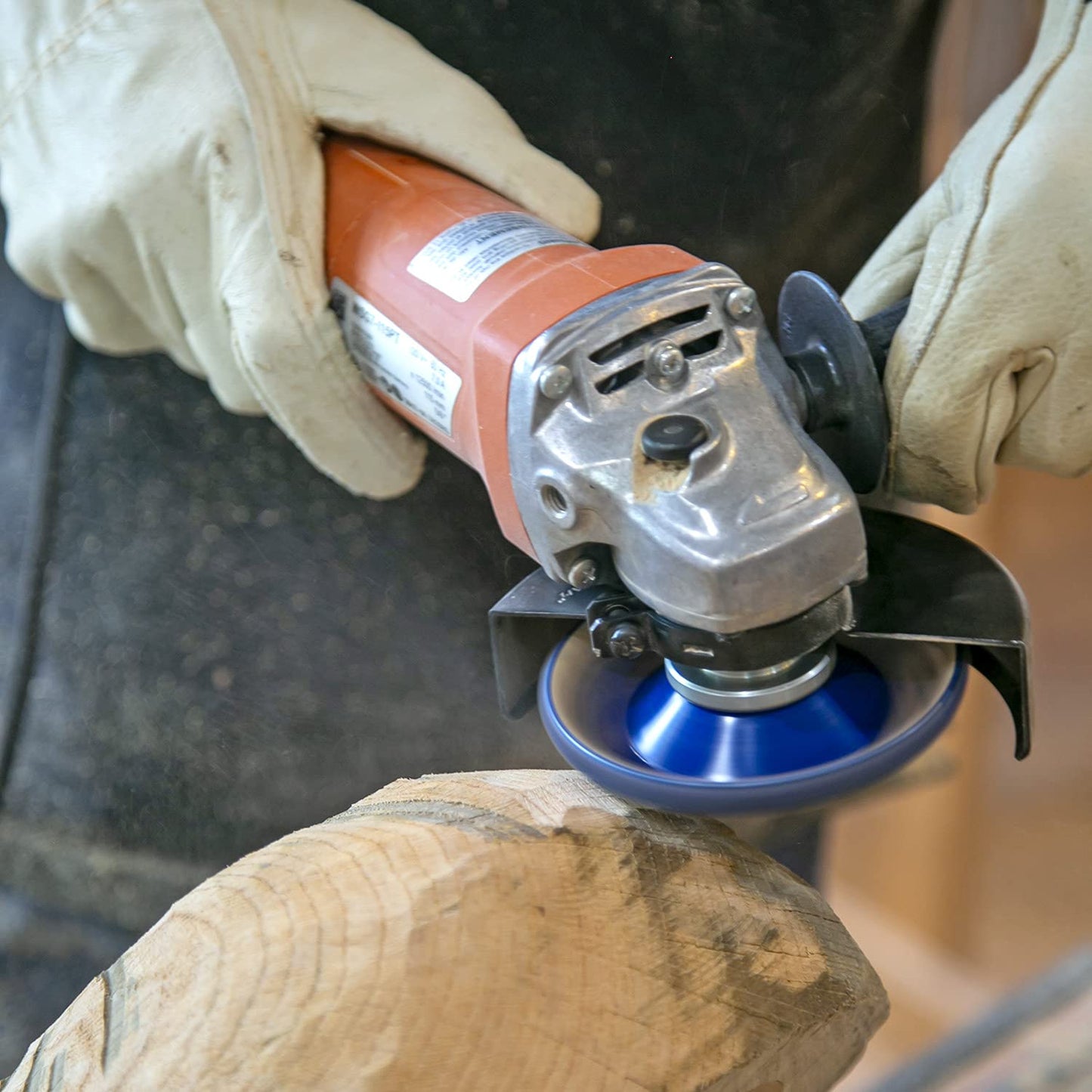 King Arthur's Tools Original and Patented Round Coarse Blue Holey Galahad Tungsten Carbide Disc for Woodworking, Shaping, and Smoothing - Fits most Standard 4 1/2", 115-125mm Angle Grinders #47851 RCB