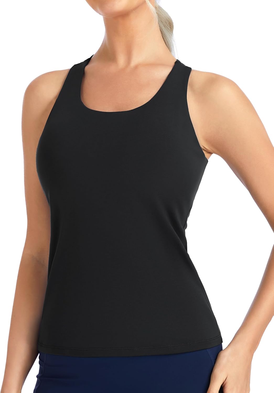 The Gym People Women's Longline Yoga Sports Bra - Racerback Padded Workout Tank Top | Slim Fit Design