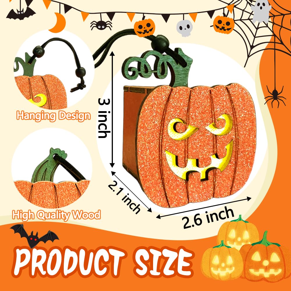 Schreckify Halloween Decorations Indoor 3PCS,Light Up Pumpkin Halloween Wooden Table Centerpieces Sign for Mantel Office Tabletop Tiered Tray