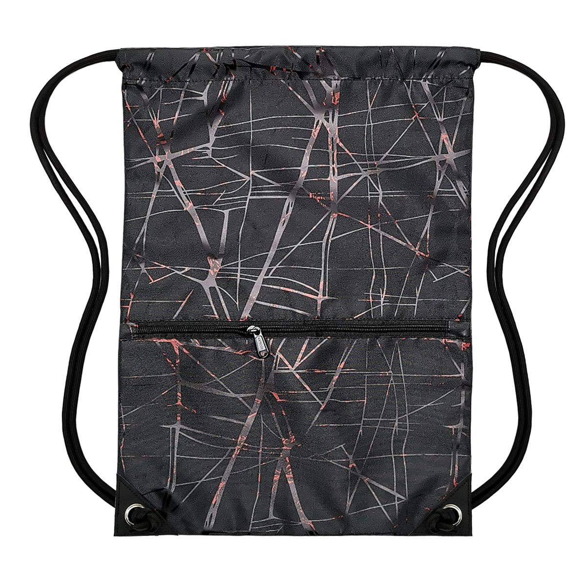 HOLYLUCK Drawstring Backpack Bag Sport Gym Sackpack (metallic-black)