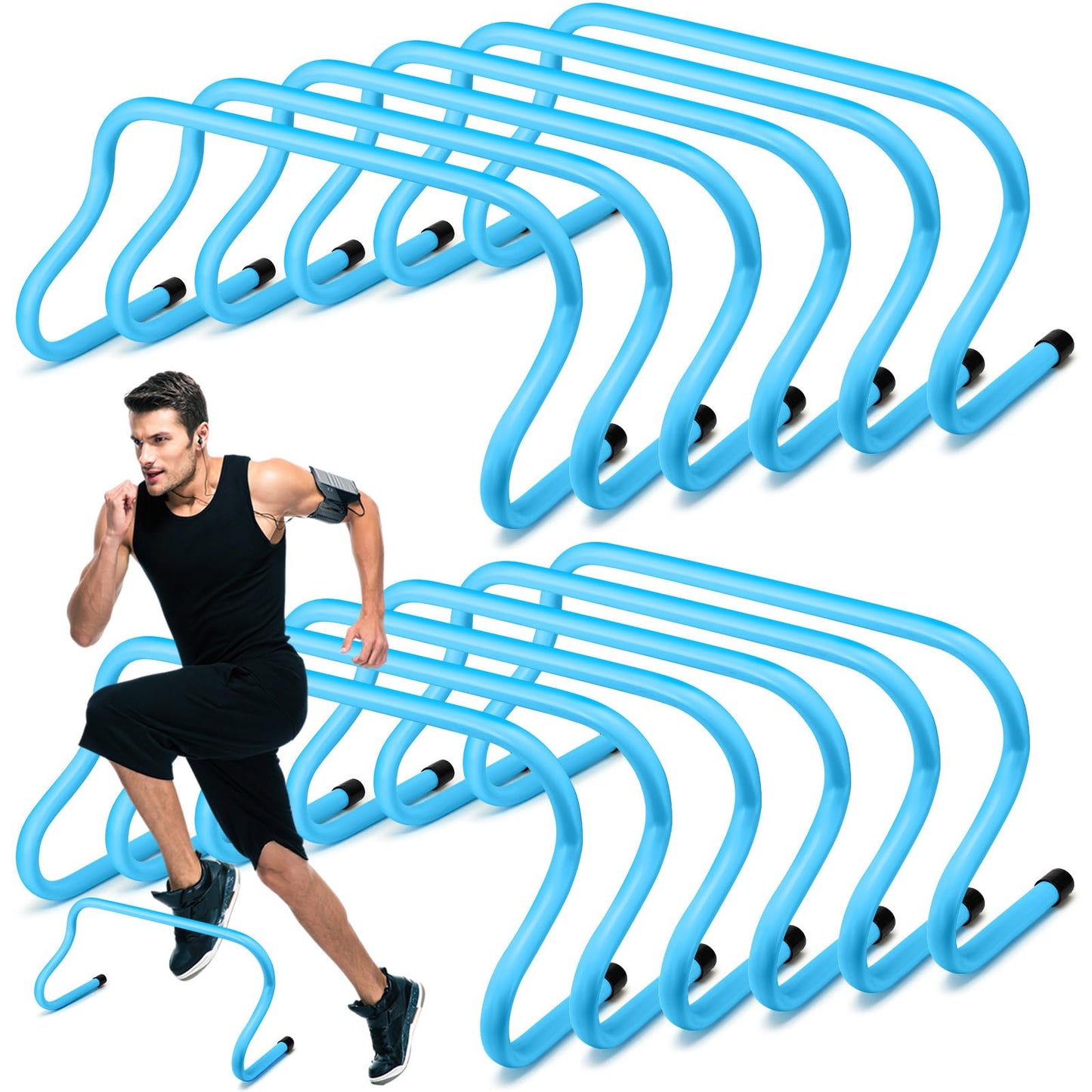 Wettarn 12 Pcs 9" Speed Training Agility Hurdles for Athletes Reliable Training Hurdle Plyometric All Purpose Practice Equipment for Soccer Basketball Football(Blue)