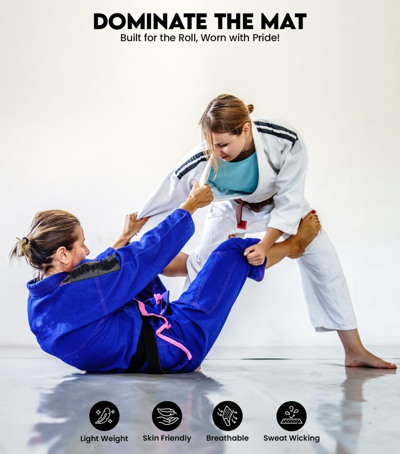 Exxact Sports BJJ Gi Women, Lightweight IBJJF Legal Jiu Jitsu Gi with Preshrunk Fabric & Free Belt for Training & Competition (Black, W1)