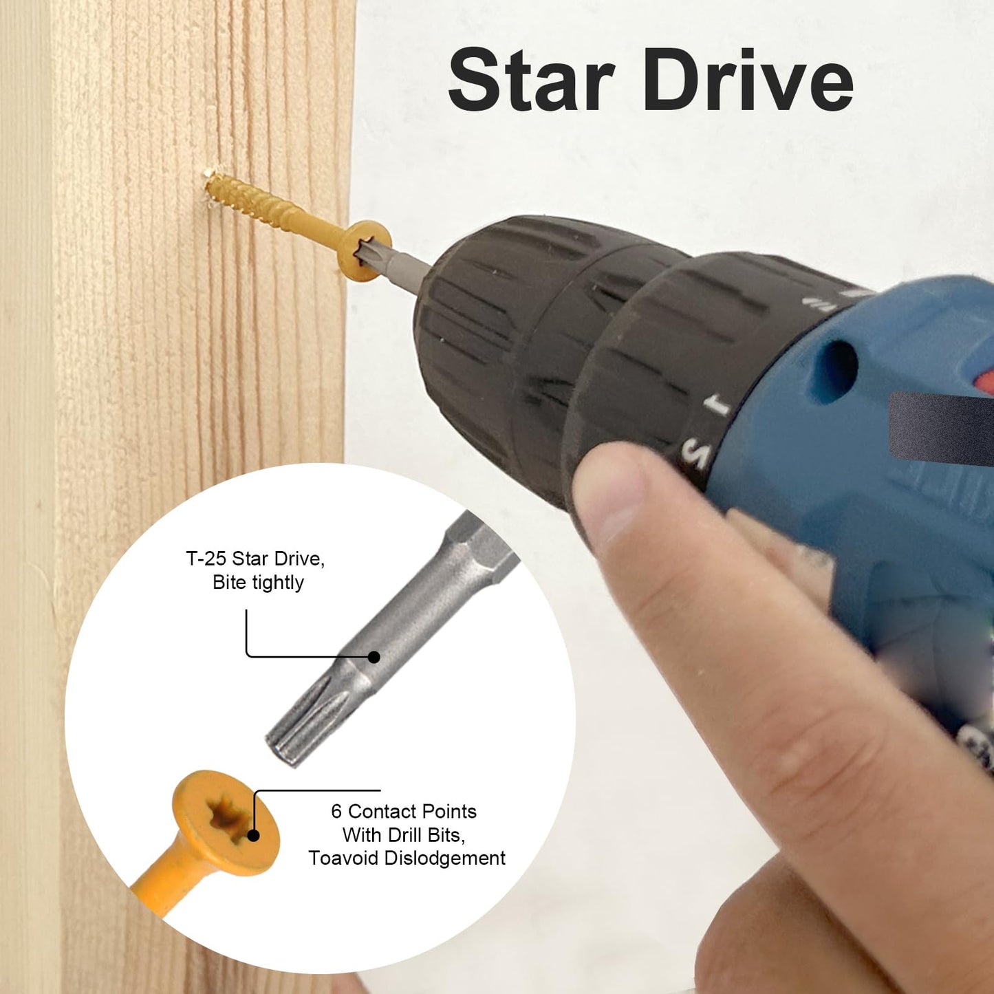 Fmjdnls Deck Screws 1-1/2 Inch, Wood Screws #8×1-1/2, 200 Pcs, Tan Rust Resistant Epoxy Coated, Outdoor Decking Screws, Torx/Star Drive Head Deck Screw, T25 Star Bit Included, for Timber, Fence