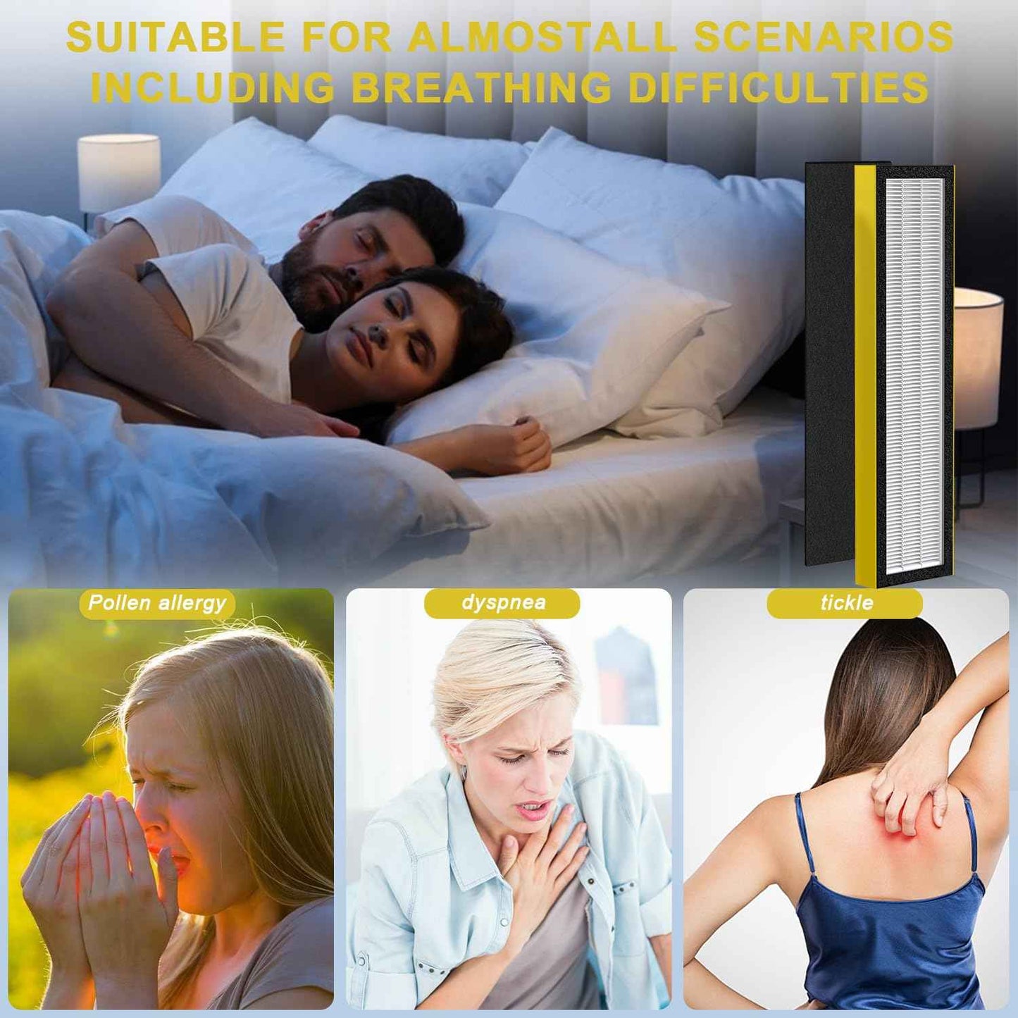 2 pack FLT5000 replacement filter c for Compatible with FLT5000 Filter C AC5000, AC5000E, AC5250PT, AC5350B, AC5350BCA, AC5350W, AC5300B, CDAP5500B, AP2800CA (Yellow)