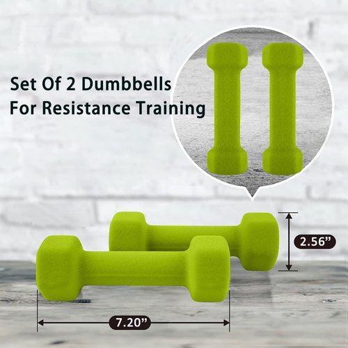 Saorzon Dumbbells Set of 2 Exercise Fitness Dumbbell for Home Gym Free Weights Hand Hex Dumb Bells Green 5LB
