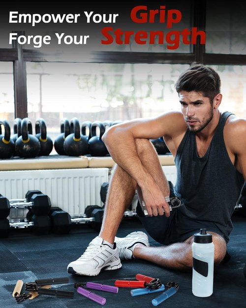 Hozzen Grip Strength Trainer - 6 Pack Hand Grip Set (50-350LB) | No-Slip Forearm Strengthener for Exercise & Recovery