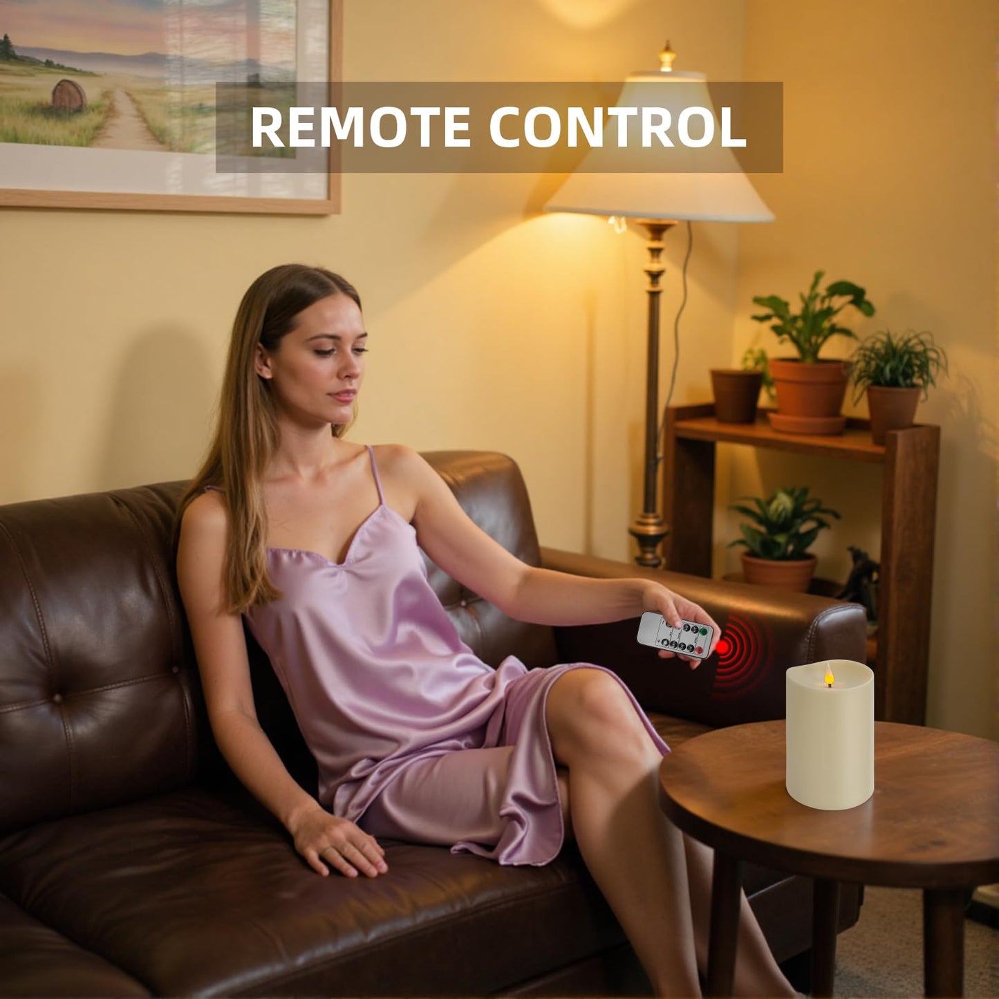 SUNGEGE Flameless LED Candle with Remote, 4x6 Inch Plastic Pillar Candle, Battery Powered, Flickering Flame with Timer & Dimming, Ivory – Safe, Realistic Home or Event Decor