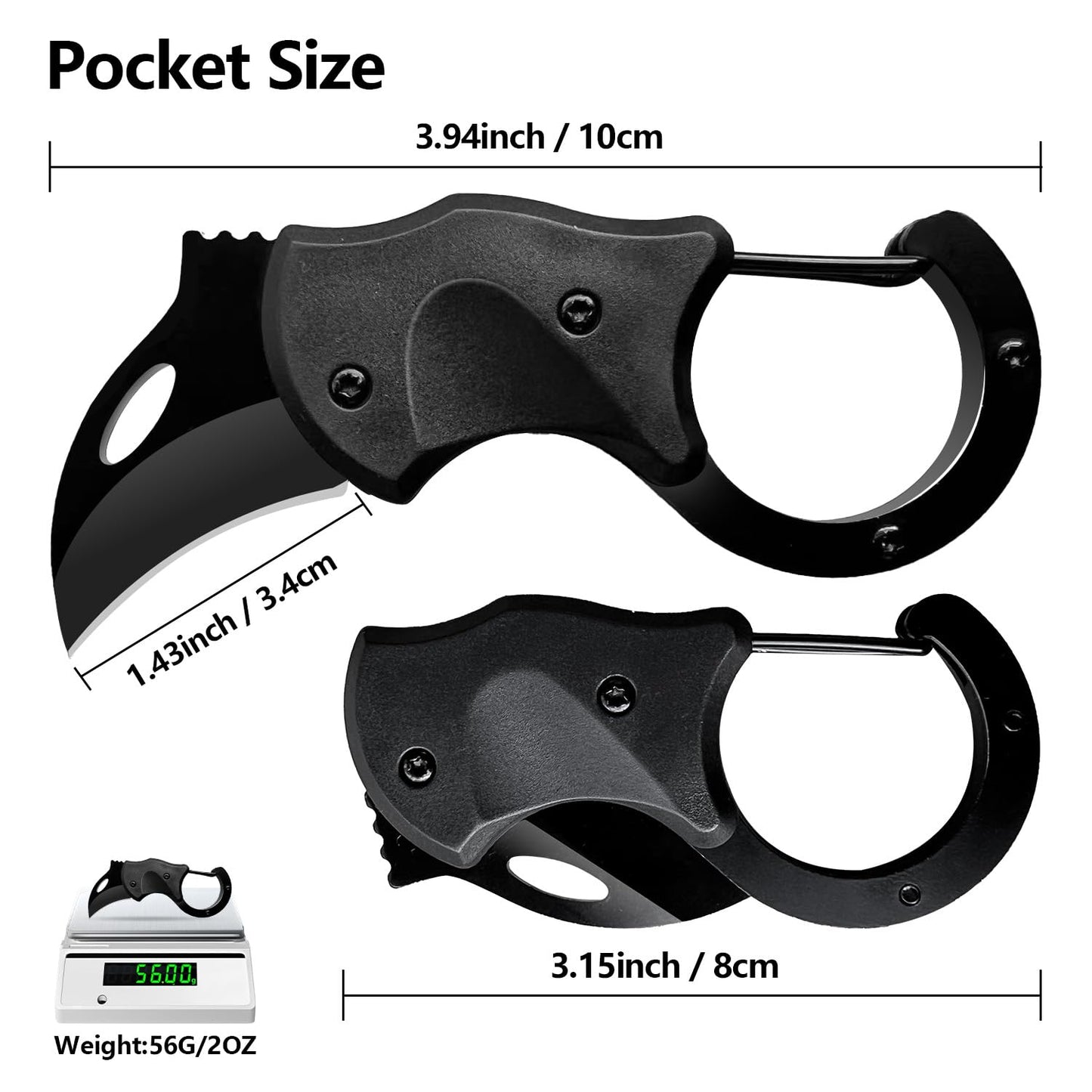 2 Pack Pocket Knife, EDC knife for Men & Women - 1.34 Inch blade, Mini Folding Cool Gadgets for Everyday Carry Folding Knife,self defense keychain .Father's Day Gifts for Him Men Husband (2 Black)